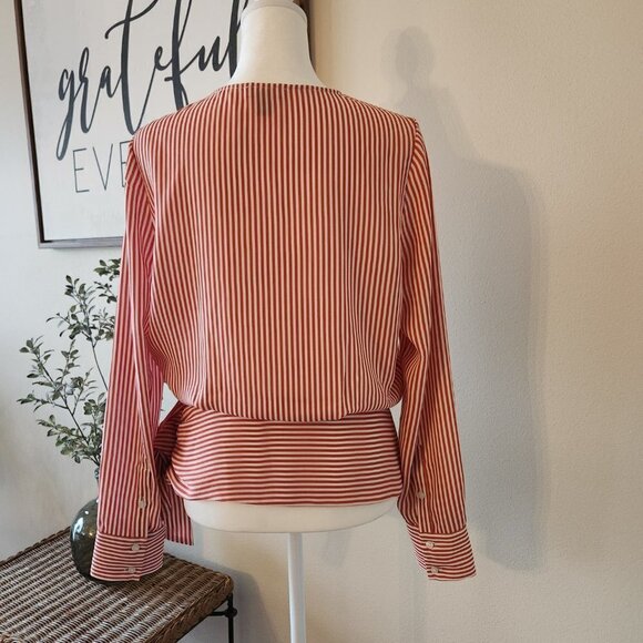 STRIPE BLOUSE WITH BANDED WAIST TIE BY CHELSEA28 / NORDSTROM - SIZE S - EUC - Picture 4 of 10